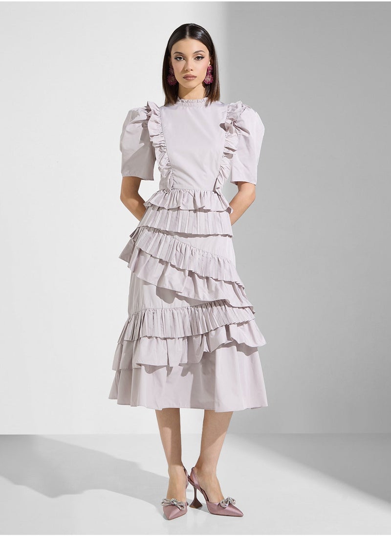 True Decadence High Neck Ruffle Detailed Dress  - Image 2