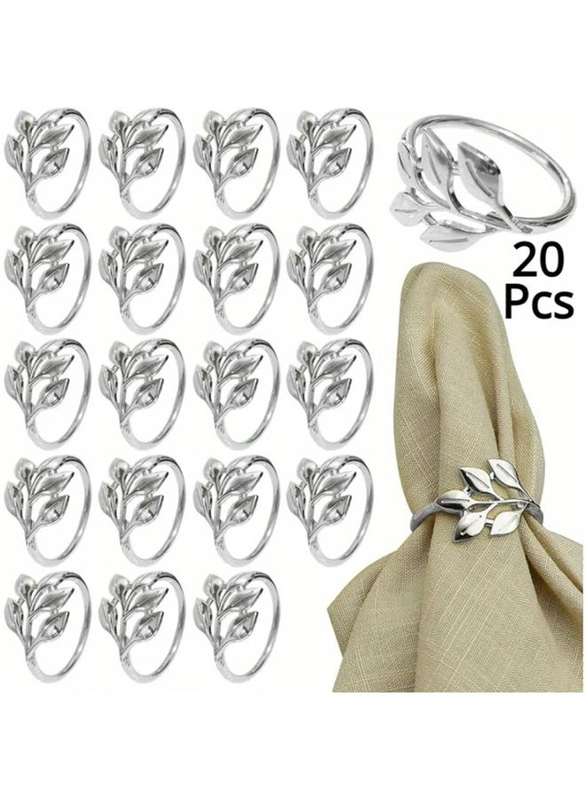 20 قطعة من مجموعة حلقات المناديل المعدنية الفضية لحفلات عيد الميلاد والأعراس وأعياد الميلاد والمناسبات - Image 2
