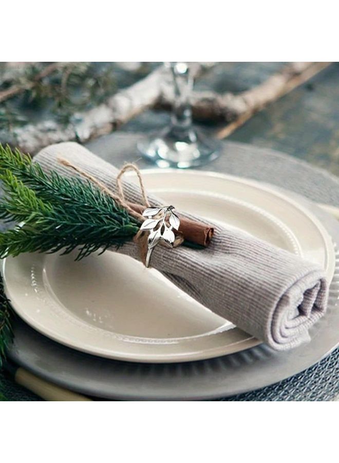 20 قطعة من مجموعة حلقات المناديل المعدنية الفضية لحفلات عيد الميلاد والأعراس وأعياد الميلاد والمناسبات - Image 5