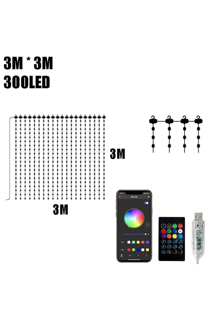 3M X 3M RGBIC Curtain Light String USB Plug Remote Control LED Curtain Light APP Bluetooth Control S