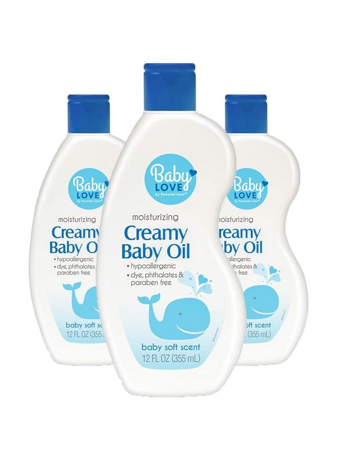 personal care Moisturizing Creamy Baby Oil, Hypoallergenic,12 oz Pack of 3 - Image 1