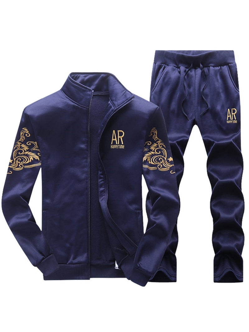 European Size Export Autumn Embroidered Suit Men's Casual Sports Suit Cardigan Jacket Stand Collar Spring and Autumn Sweatshirt Long - Image 1