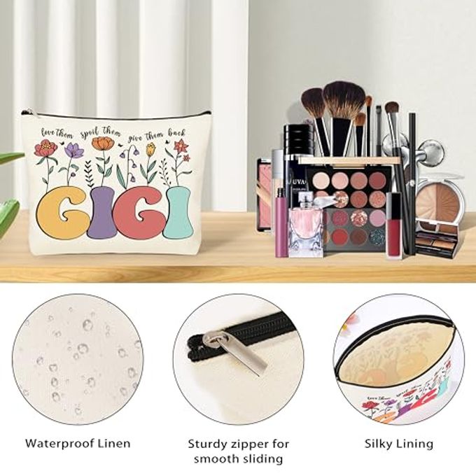 DOGMEM Gigi Gifts for Grandma Birthday Gift Set from Granddaughter Grandchildren Grandkids Christmas Gifts for Gigi Tote Bag Makeup Bag 16 Oz Can Glass - Image 3