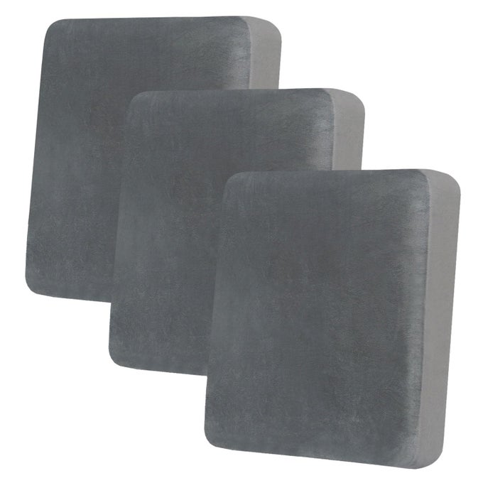 VELVET COUCH CUSHION COVERS SOFT SOFA SEAT COVERS FOR SECTIONAL 3 CUSHION COUCH WASHABLE MAGIC SOFA SLIPCOVER WITH ELASTIC BOTTOM NONSLIP FURNITURE PROTECTOR FOR PETS KID3PC GREY