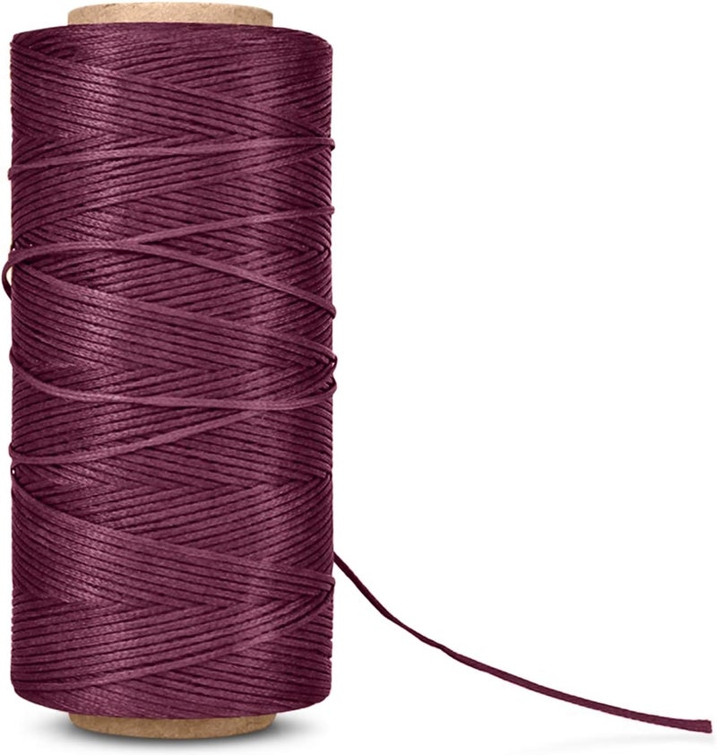 Flexzion Waxed Thread - 284 Yards (260 Meters) 0.8mm 150D Polyester Wax Thread for Leather Sewing, Bookbinding, Stitching, Repairing, Beading, & DIY Projects (Purple) - Image 1