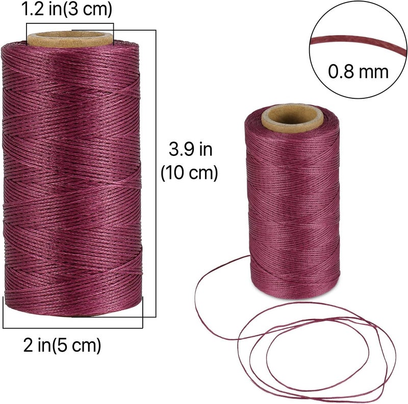 Flexzion Waxed Thread - 284 Yards (260 Meters) 0.8mm 150D Polyester Wax Thread for Leather Sewing, Bookbinding, Stitching, Repairing, Beading, & DIY Projects (Purple) - Image 3