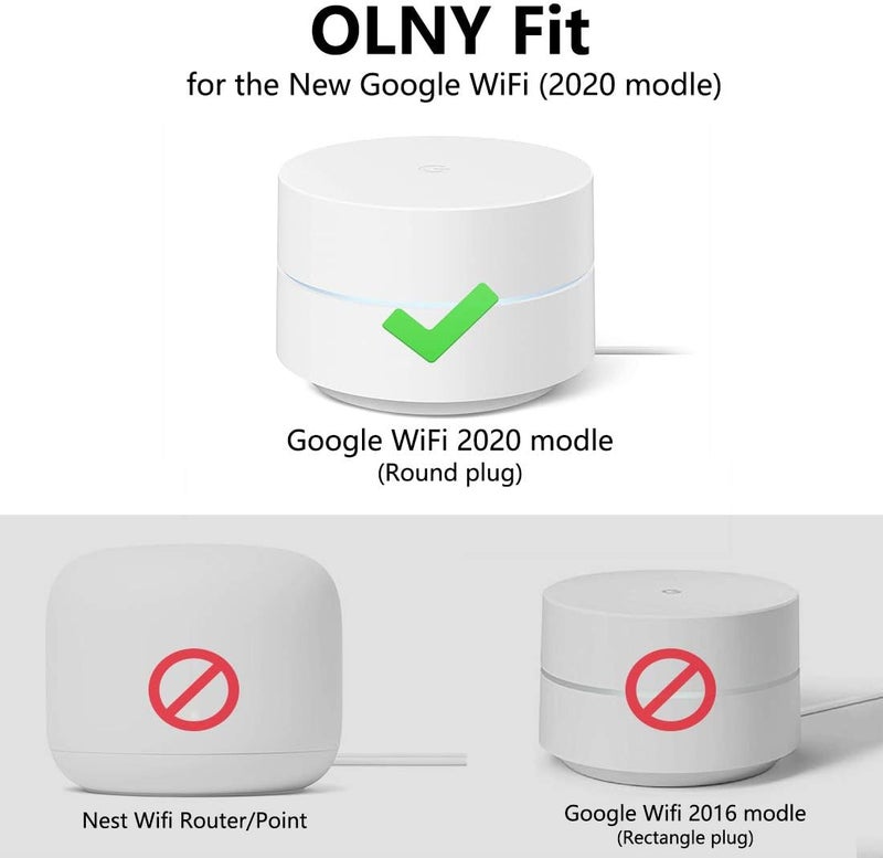 حامل الحائط منفذ Pefecon لجهاز Google WiFi [موديل 2020]، بدون أسلاك فوضوية | توفير المساحة | حامل منفذ سهل النقل ��موجه شبكة Google Mesh WiFi، أفضل تصميم لسلك الطاقة الملتف (3 قطع) - Image 4