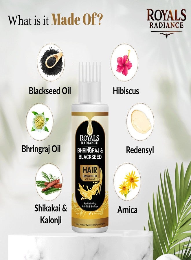 ROYALS RADIANCE Bhringraj & Black Seed Hair Growth Oil with Redensyl | Controls Hair Fall & Breakage | Nourishes Scalp & Promotes Regrowth | Suitable for All Hair Types | Made in India - Image 4
