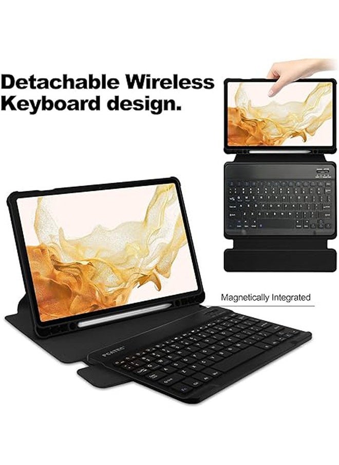 General - The case is compatible with Samsung Galaxy Tab A9 Plus/S9/S9FE/S9 Plus/S9FE Plus with detachable wireless keyboard and mouse for viewing multiple angles, automatic sleep/wake - Image 1