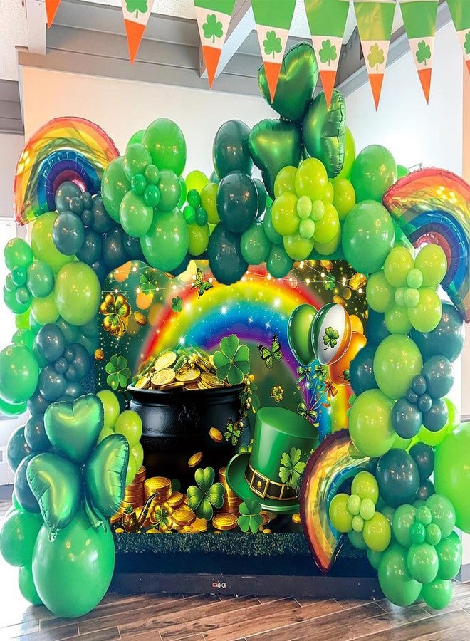 CINRAY Happy St Patricks Day Photo Backdrop 7x5FT Green Shamrock Rainbow Gold Coins St. Patrick's Day Party Decorations Background Lucky Clover Banner Supplies for Home - Image 4