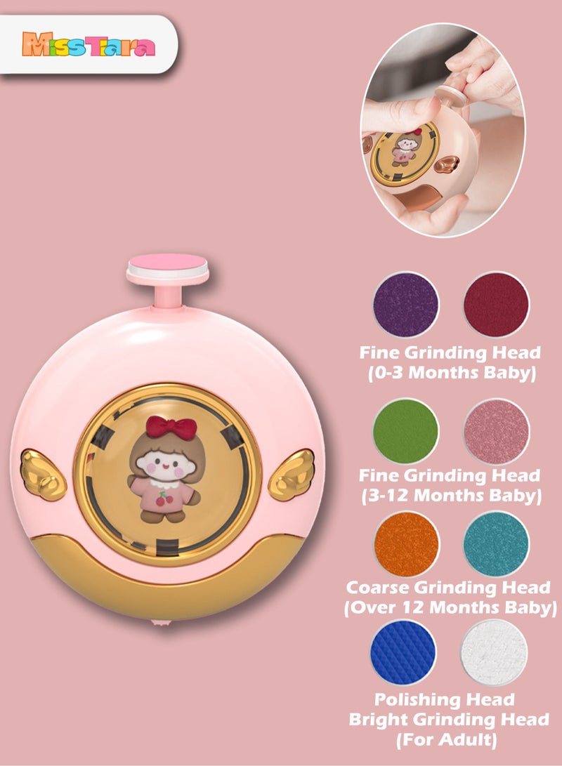 MissTiara مجموعة أدوات قص أظافر كهربائية آمنة للأطفال 8 في 1، أدوات للعناية بأظافر الأطفال مع 8 رؤوس طحن وتلميع مختلفة لكل من الأطفال والبالغين - Image 1