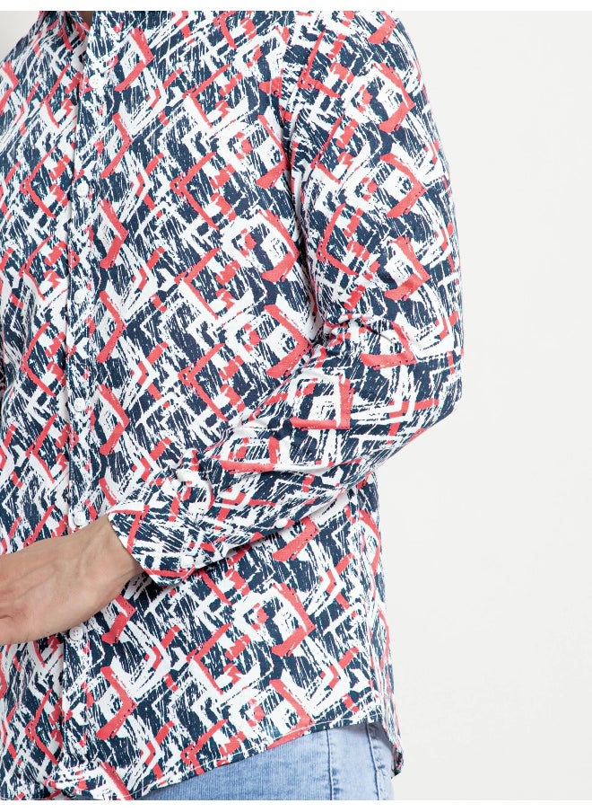 Beyoung Long Sleeve Orange Abstract Printed Shirts for Men  - Image 3