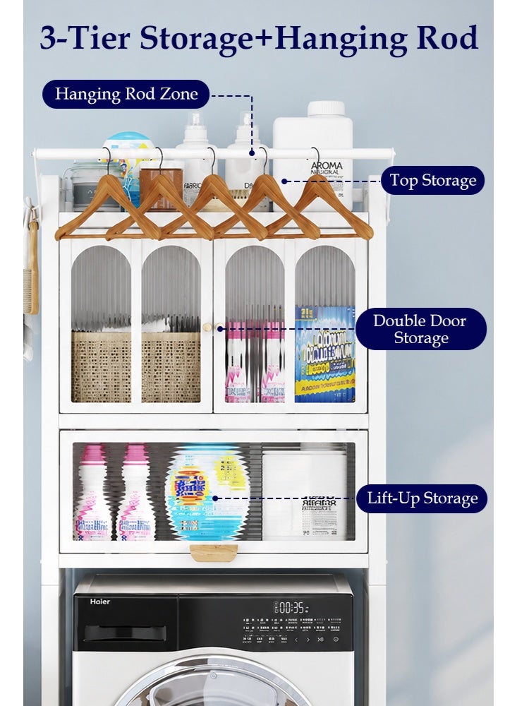 Uptyia Washing Machine Storage Unit, Over The Toilet Storage Unit, Freestanding Bathroom Space Saver with Door, Over The Toilet Rack for Bathroom Laundry Room Balcony - Image 3