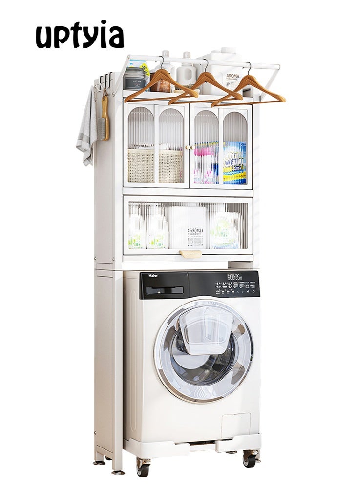 Uptyia Washing Machine Storage Unit, Over The Toilet Storage Unit, Freestanding Bathroom Space Saver with Door, Over The Toilet Rack for Bathroom Laundry Room Balcony - Image 1