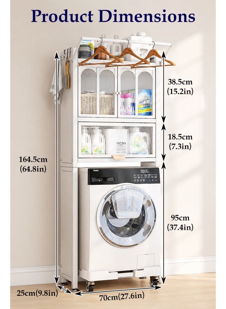 Uptyia Washing Machine Storage Unit, Over The Toilet Storage Unit, Freestanding Bathroom Space Saver with Door, Over The Toilet Rack for Bathroom Laundry Room Balcony - Image 2