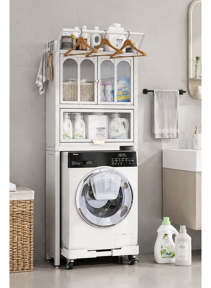 Uptyia 3-Tier Over Washer and Dryer Storage Shelves，Laundry Shelf Rack,  Washing Machine Storage Rack for Space Saver with Door&Drawer，Bathroom Corner Stand Storage Organizer Accessories - Image 4