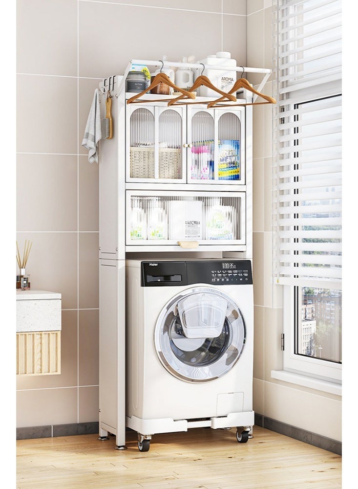 Uptyia 3-Tier Over Washer and Dryer Storage Shelves，Laundry Shelf Rack,  Washing Machine Storage Rack for Space Saver with Door&Drawer，Bathroom Corner Stand Storage Organizer Accessories - Image 5