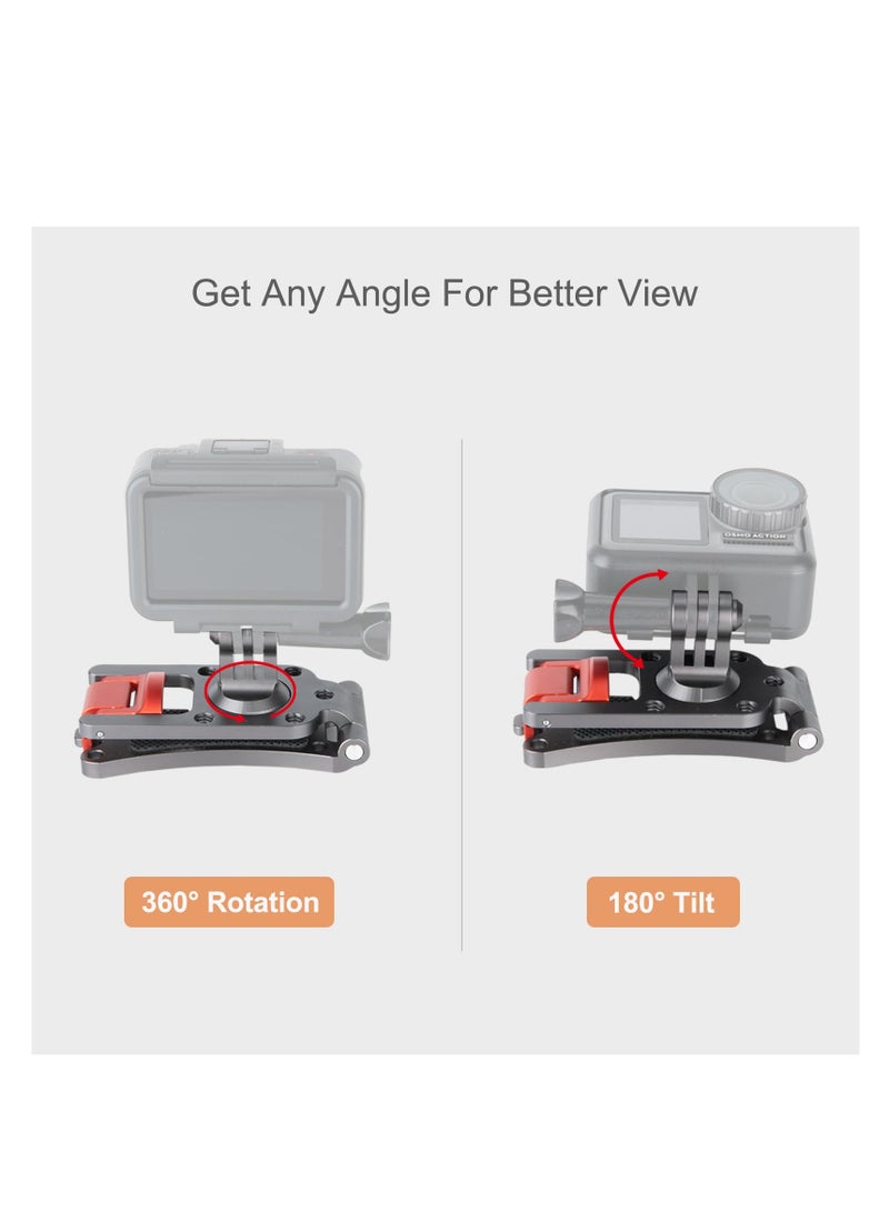 SOLARAE حامل حزام ظهر من الألمنيوم، مشبك حزام ظهر للكاميرا لجهاز GoPro Hero 11/10/9/8/7، DJI OSMO Action 3 [نسخة محدثة] مع مشبك قابل للتطبيق بمدى عرض 3mm - 10mm لحقيبة ظهر مبطنة، حزام أدوات - Image 3