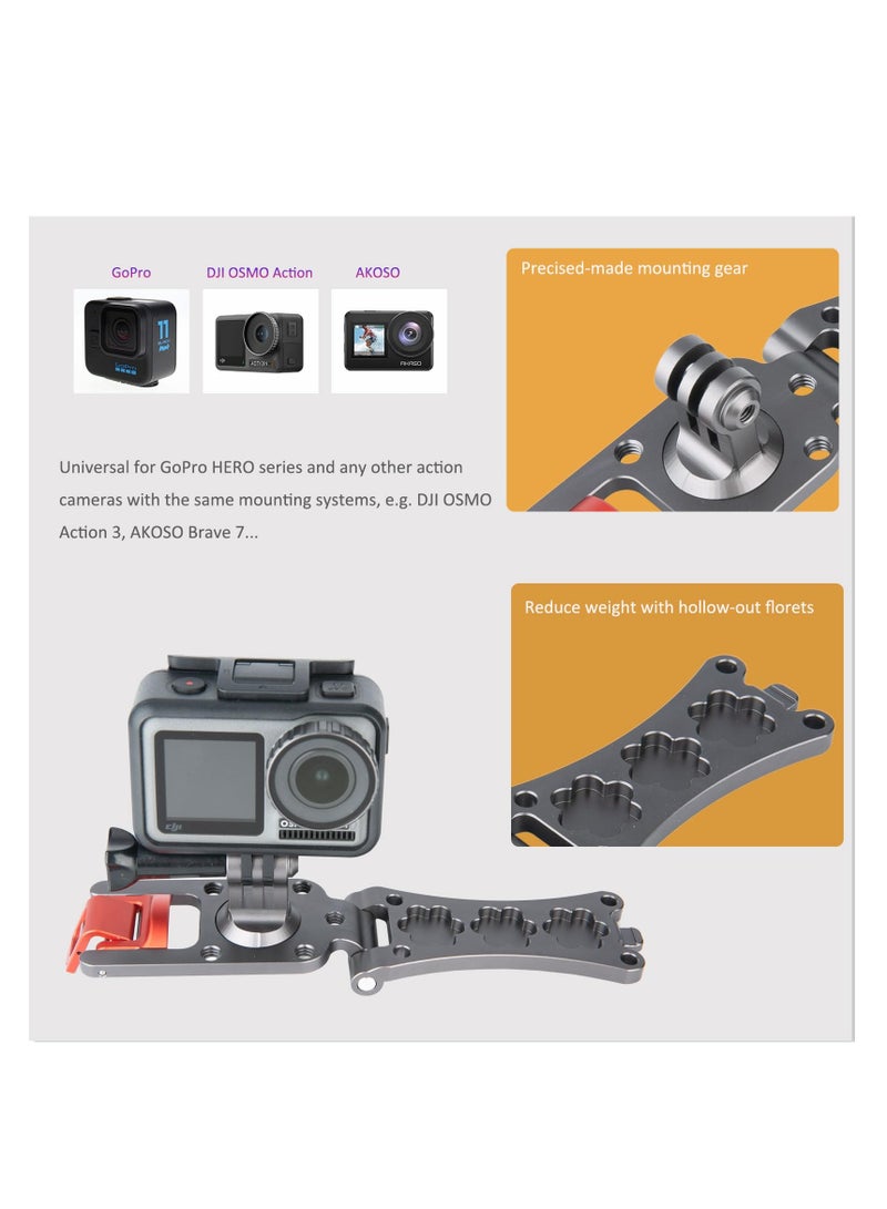 SOLARAE حامل حزام ظهر من الألمنيوم، مشبك حزام ظهر للكاميرا لجهاز GoPro Hero 11/10/9/8/7، DJI OSMO Action 3 [نسخة محدثة] مع مشبك قابل للتطبيق بمدى عرض 3mm - 10mm لحقيبة ظهر مبطنة، حزام أدوات - Image 2