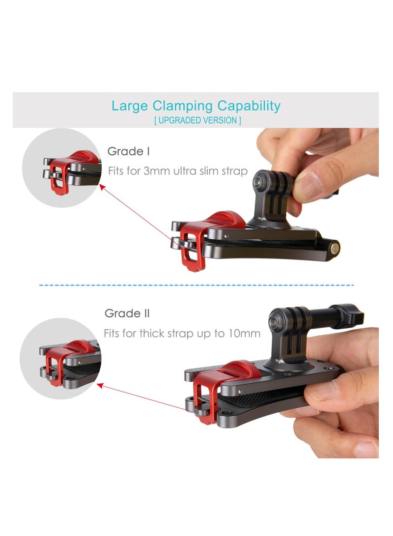 SOLARAE حامل حزام ظهر من الألمنيوم، مشبك حزام ظهر للكاميرا لجهاز GoPro Hero 11/10/9/8/7، DJI OSMO Action 3 [نسخة محدثة] مع مشبك قابل للتطبيق بمدى عرض 3mm - 10mm لحقيبة ظهر مبطنة، حزام أدوات - Image 5