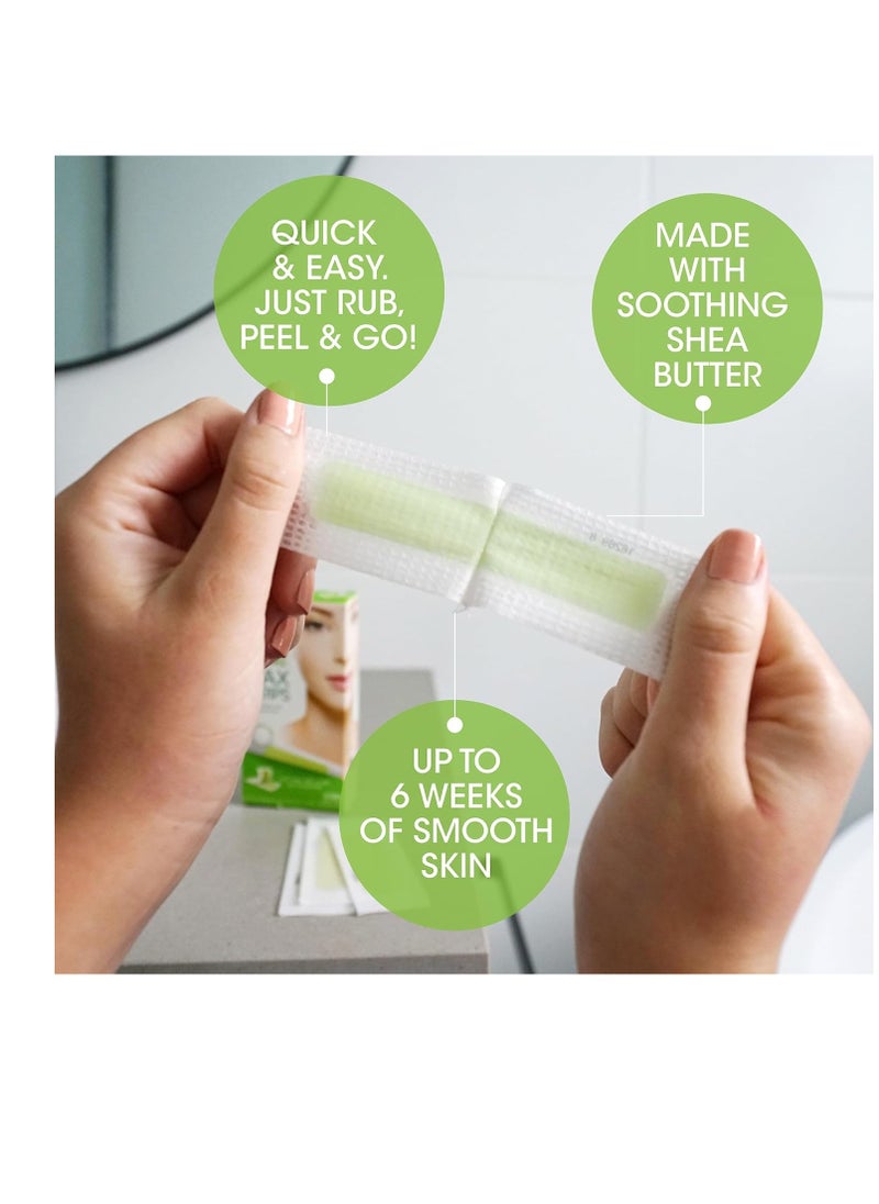 Nad's - Nad's Facial Wax Strips - Hypoallergenic All Skin Types - Facial Hair Removal For Women - At Home Waxing Kit with 20 Face Wax Strips + 4 Calming Oil Wipes + Skin Protection Powder - Image 1