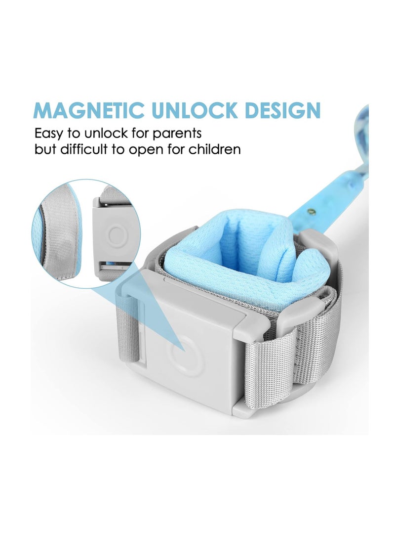 ECVV Baby Leash with Magnetic Unlock Design (6.56ft) Blue Child Anti Lost Wrist Link Safety Toddler Wrist Leash with Reflective Strap Kid Leashes Harness  - Image 2