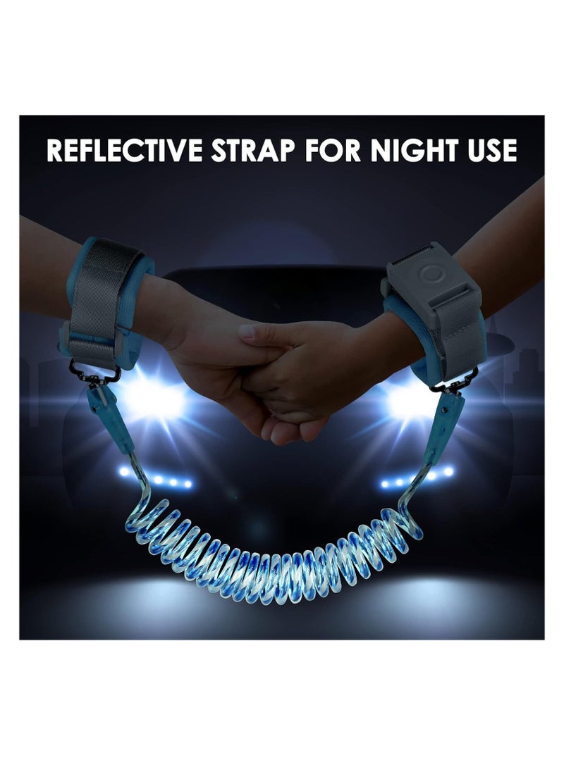 ECVV Baby Leash with Magnetic Unlock Design (6.56ft) Blue Child Anti Lost Wrist Link Safety Toddler Wrist Leash with Reflective Strap Kid Leashes Harness  - Image 3