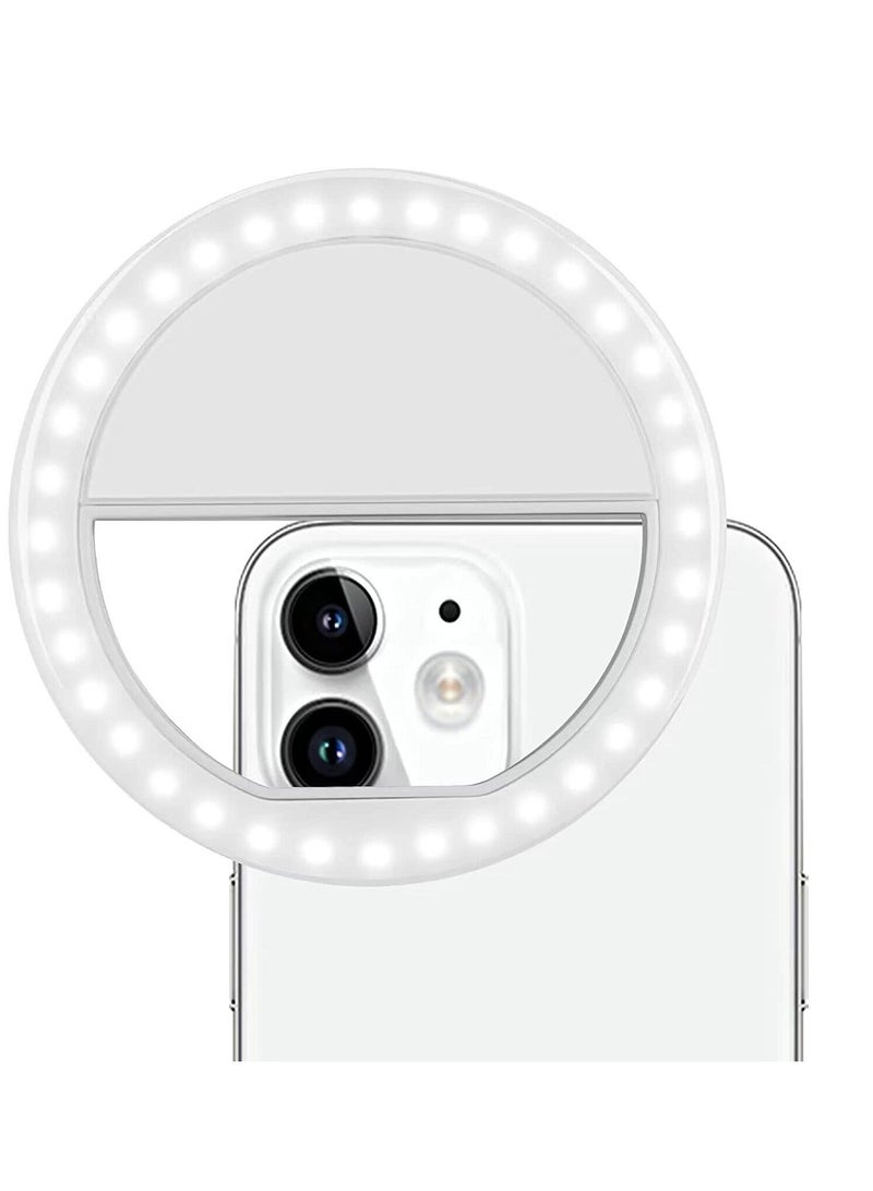 184 Selfie Ring Light with 36 LED Bulbs, Flash Lamp Clip Ring Lights Fill-in Lighting Portable for Phone/Tablet/iPad/Laptop Camera - White - Image 1