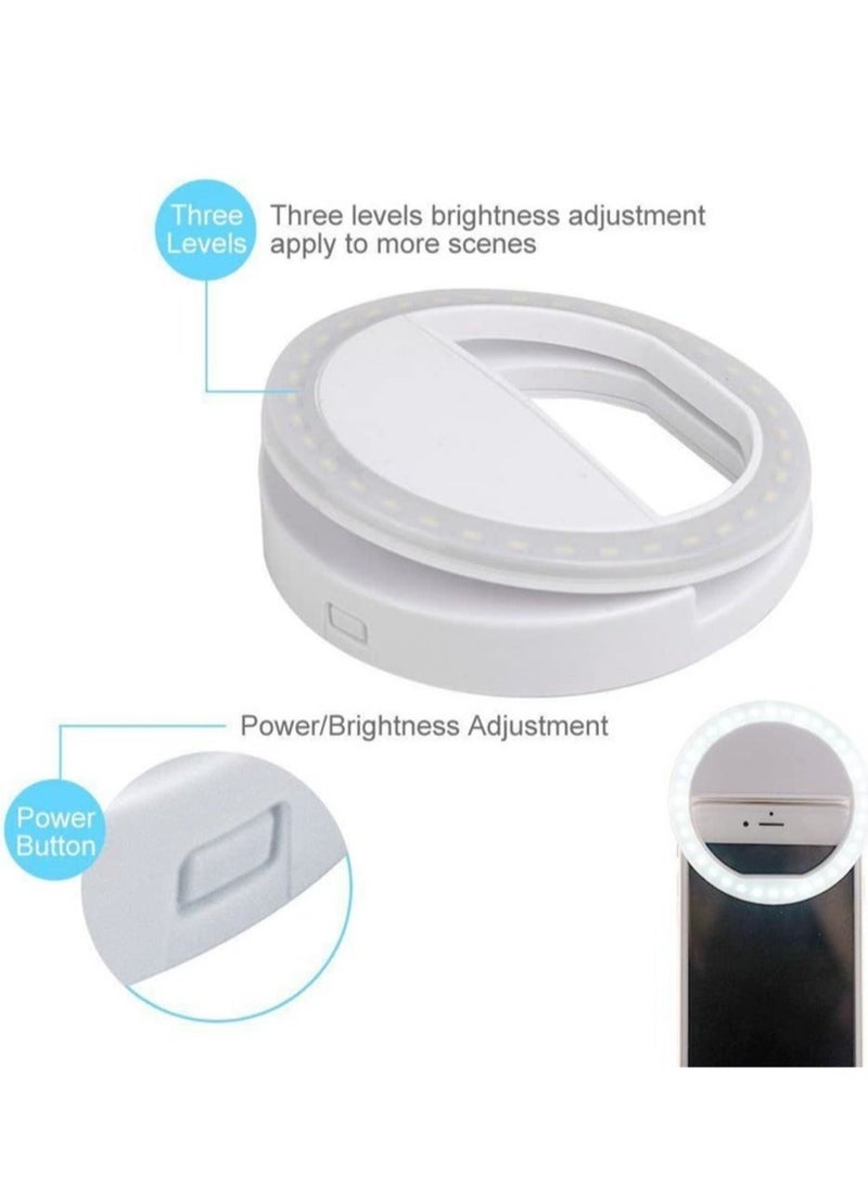 184 Selfie Ring Light with 36 LED Bulbs, Flash Lamp Clip Ring Lights Fill-in Lighting Portable for Phone/Tablet/iPad/Laptop Camera - White - Image 4