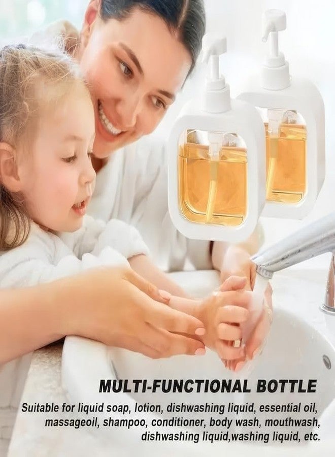 M-Ved Handwash Dispenser Bottle Soap Dispenser Liquid Soap Dispenser for Wash Basin Hand Wash Bottle for Home Dispenser for Bathroom Pump Bottle Dispenser Liquid Handwash Dispenser(White,Pack of 2) - Image 4