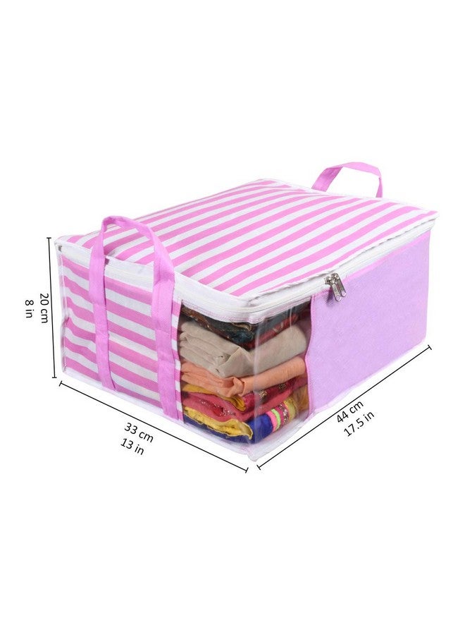 PrettyKrafts PrettyKrafts™ Presents Non Woven Saree Cover Storage Bags for Clothes with Combo Offer Saree Organizer for Wardrobe/Organizers for Clothes/Organizers for Wardrobe Pack of 3 - Pink - Image 2