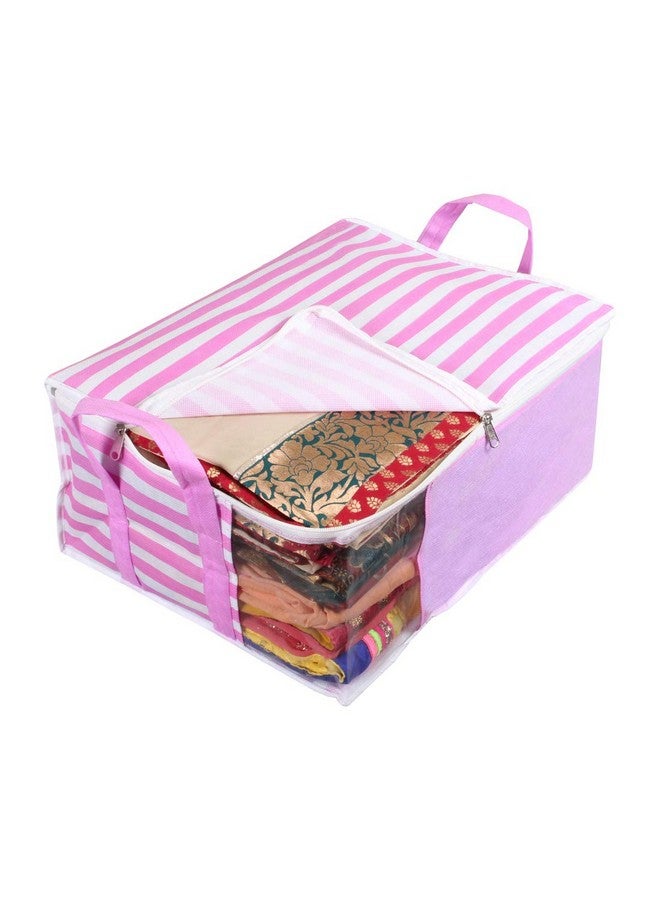 PrettyKrafts PrettyKrafts™ Presents Non Woven Saree Cover Storage Bags for Clothes with Combo Offer Saree Organizer for Wardrobe/Organizers for Clothes/Organizers for Wardrobe Pack of 3 - Pink - Image 3