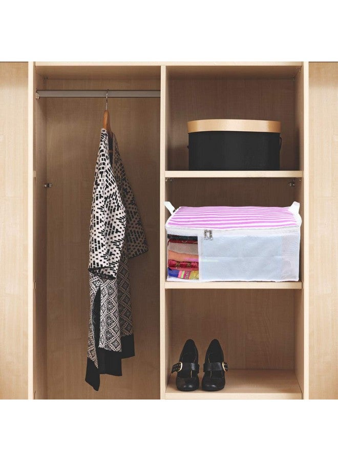 PrettyKrafts PrettyKrafts™ Presents Non Woven Saree Cover Storage Bags for Clothes with Combo Offer Saree Organizer for Wardrobe/Organizers for Clothes/Organizers for Wardrobe Pack of 3 - Pink - Image 4