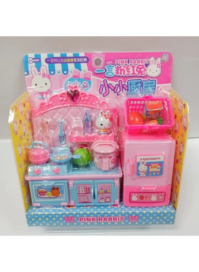 One-word Pink Rabbit Mini Simulation Medical Tools Refrigerator Kitchen Tableware Dressing Table Iron Girl Play Home Toy-Color:A2088 Fun Gacha Machine - Image 3