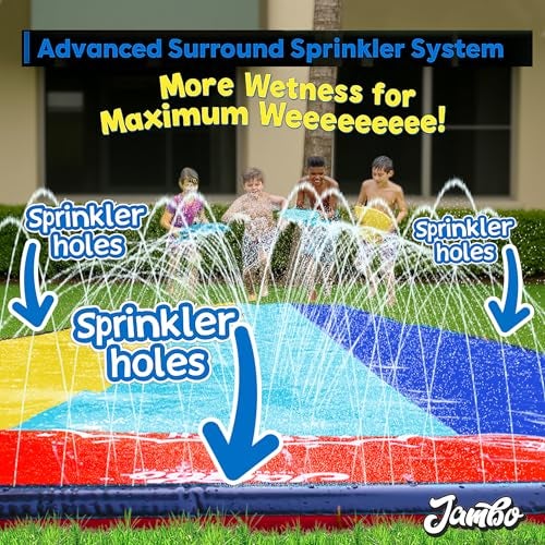 JAMBO XL 20Ft Premium 3 Lane Slip Splash and Slide with 3 Bodyboards, Heavy Duty Water Slide- Advanced 3-Way Water Sprinkler System, Backyard Waterslide Outdoor Water Toys n Slides for Kids - Image 5