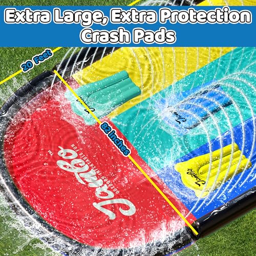 JAMBO XL 20Ft Premium 3 Lane Slip Splash and Slide with 3 Bodyboards, Heavy Duty Water Slide- Advanced 3-Way Water Sprinkler System, Backyard Waterslide Outdoor Water Toys n Slides for Kids - Image 3