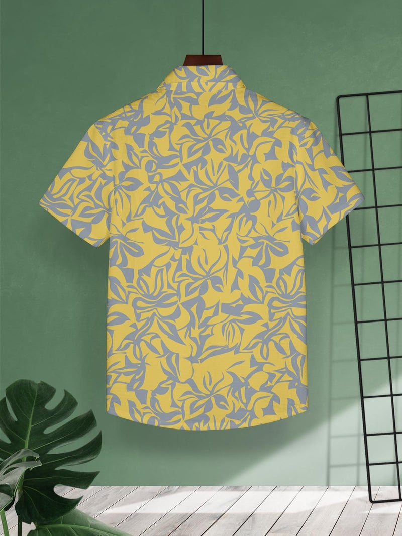 HELLCAT Boys Cotton Blend Yellow Trendy Regular Fit Printed Causal Shirt /Yellow/11-12 Years - Image 3
