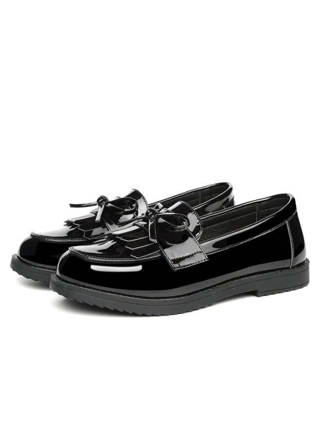 New Children's Doudou Girls' Shoes Princess Shoes British Small Leather Shoes Performance Black Soft Sole Shoes Fashion