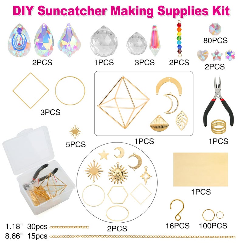 HYBEADS DIY Suncatchers, 400 pcs Sun Catchers Making Supplies Kit Art and Crafts for Adults Prism Hanging Decorative Suncatcher with Crystals Rainbow Maker for Indoor Windows Office Home Decor - Image 2