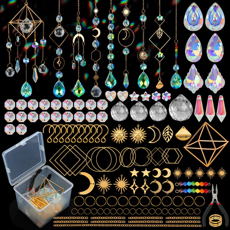 HYBEADS DIY Suncatchers, 400 pcs Sun Catchers Making Supplies Kit Art and Crafts for Adults Prism Hanging Decorative Suncatcher with Crystals Rainbow Maker for Indoor Windows Office Home Decor - Image 1