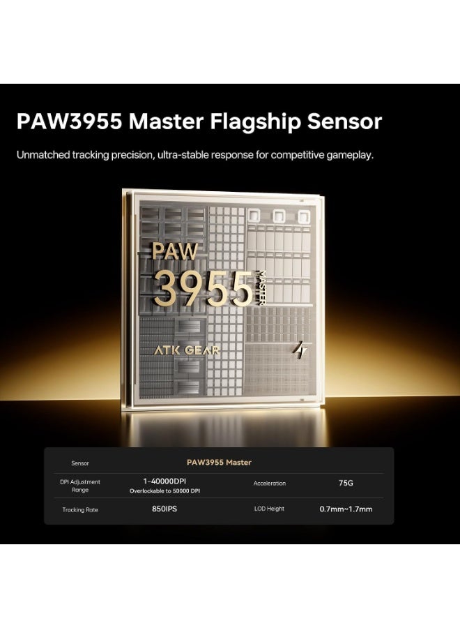 اي تي كي ماوس الألعاب اللاسلكي فائق الخفة Dragonfly A9 Mini+ – مستشعر PAW3955 الرئيسي، 50000 نقطة في البوصة، لاسلكي بتردد 2.4 جيجاهرتز وسلكي USB-C، معدل استجابة 8000 هرتز، 39 جرام (أسود) - Image 5