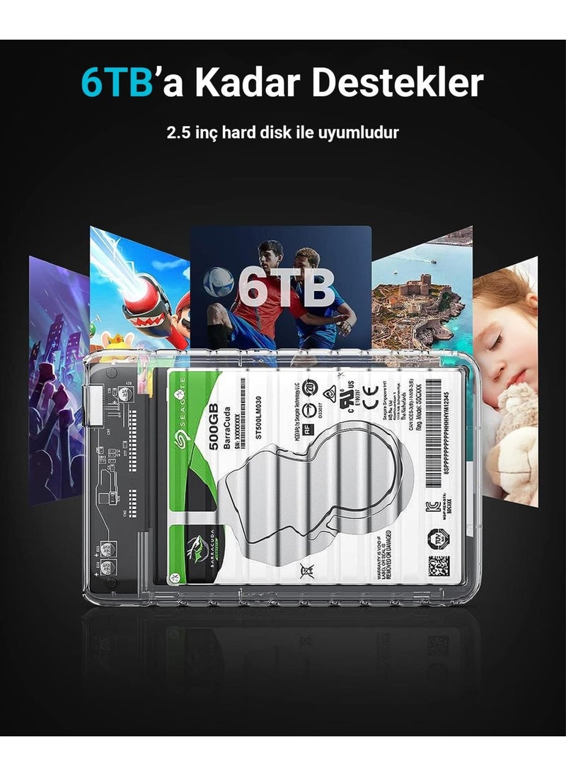 Orico Usb3.2 Gen2 6gbps Type-C 2.5” Inch Sata SSD Hard Disk Box Transparent  - Image 4