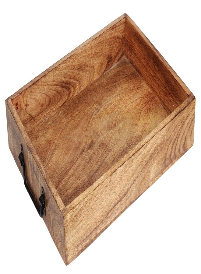 TrendBell Wooden Decorative Serving Tray with Metal Handles | Wood Trays for Breakfast in Bed, Lunch, Dinner, Appetizers, Patio, Ottoman, Coffee Table, Party (15" X 11" x 2.75") - Image 2