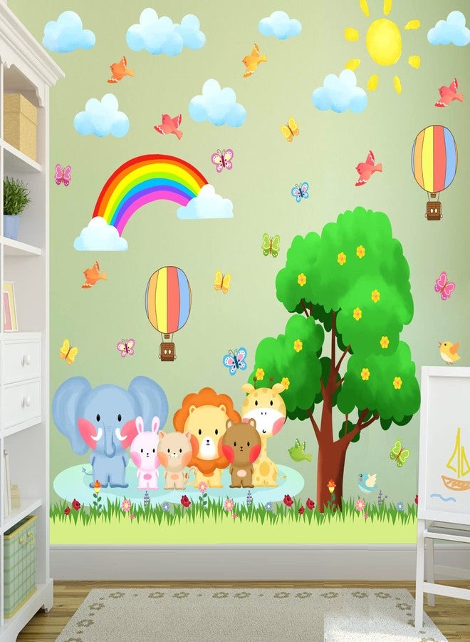 KOKOLAP Tree Animal Wall Stickers,Forest Animal Wall Decal Baby Room Decor,Nursery Wall Decor Rainbow Wall Stickers Peel and Stick,Elephant Bear Wall Sticker Kids Room Bedroom Classroom Playroom Decor - Image 5