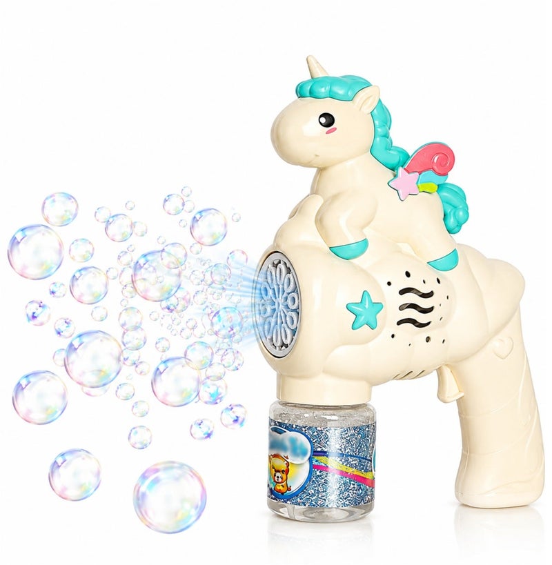 O2. Rainbow Horse Bubble Gun for Kids – Includes 100ML Bubble Solution Bottle - Image 2