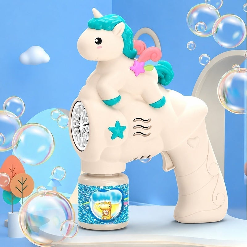 O2. Rainbow Horse Bubble Gun for Kids – Includes 100ML Bubble Solution Bottle - Image 4