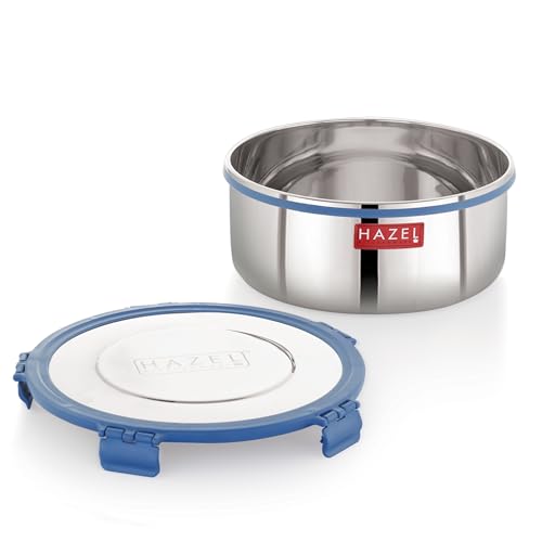 HAZEL Stainless Steel Wafer & Chips Snack Storage Container, 3000 Ml, Airtight Dabba, Silver - Image 1