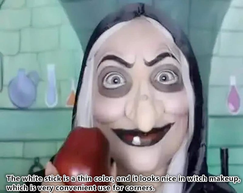 TEAYASON جو هو 3 قطع مكياج مهرج كريم أبيض - عصا قابلة للخلط - عصي سوداء للعيون طلاء وجه وجسم احترافي لمكياج هالوين SFX، طلاء وجه آمن للأنف والشفتين لمكياج مهرجان الرياضة (أبيض + أسود + أحمر) - Image 5