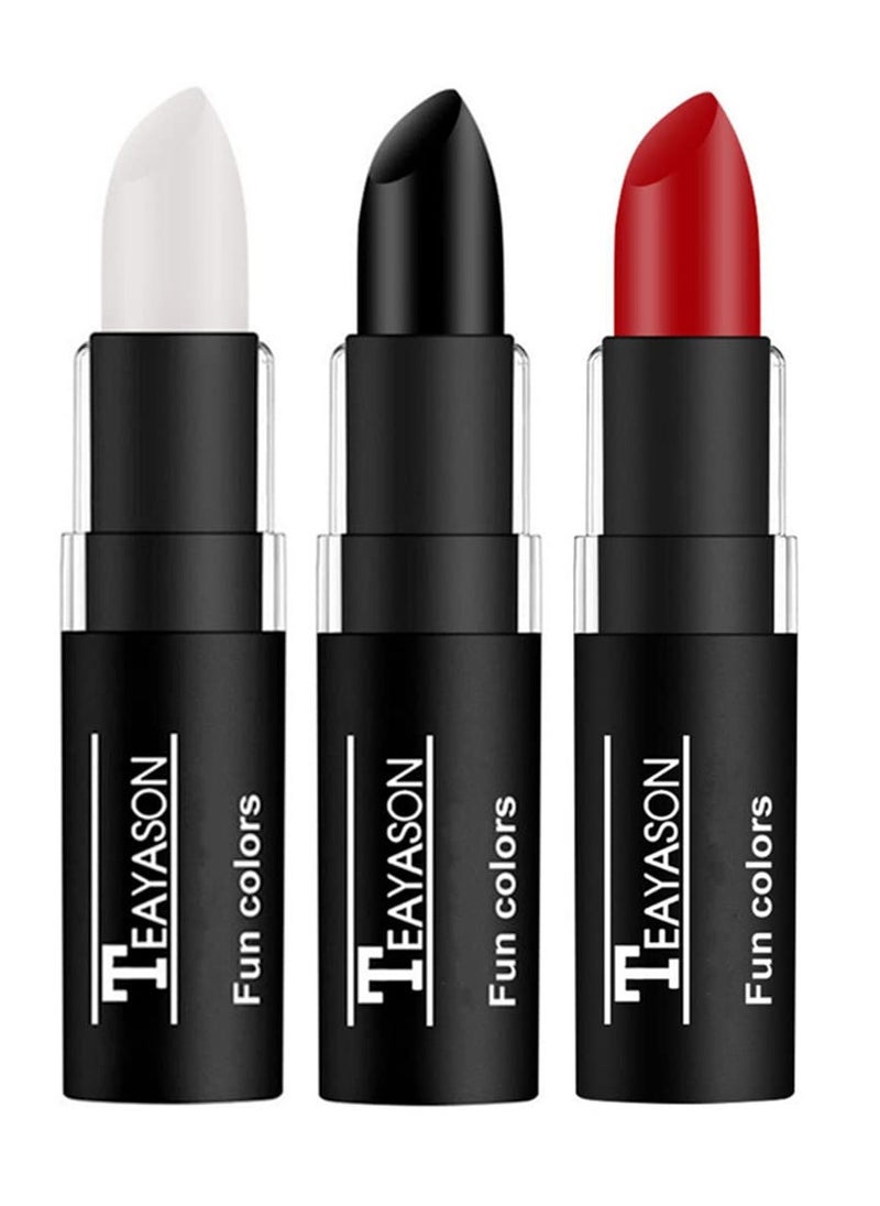 TEAYASON Go Ho 3 PCS Makeup Clown White Cream-Blendable Stick - Eye Black Sticks Face Body Paint Professional Halloween SFX Makeup,Safe Facepaint Nose&Lip Smacking for Sports Festival Makeup(White+Black+Red) 