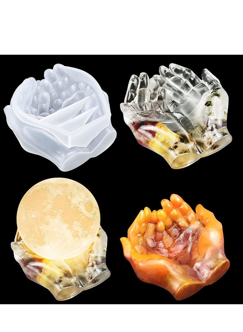 سيوسي قالب سيليكون من الراتينج ، حامل مصباح للإيبوكسي ، قالب نخيل ثنائي اليد ، صب على شكل لحمل المجوهرات / تخزين حلية ، منفضة سجائر ، إبداع فني ، ديكور منزلي مشغولات مصنوعة من الطين - Image 1